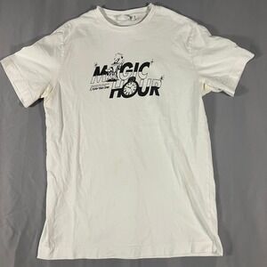 WEEKDAY Magic Hour Mens Size‎ Medium T Shirt Wizard Clock White Graphic